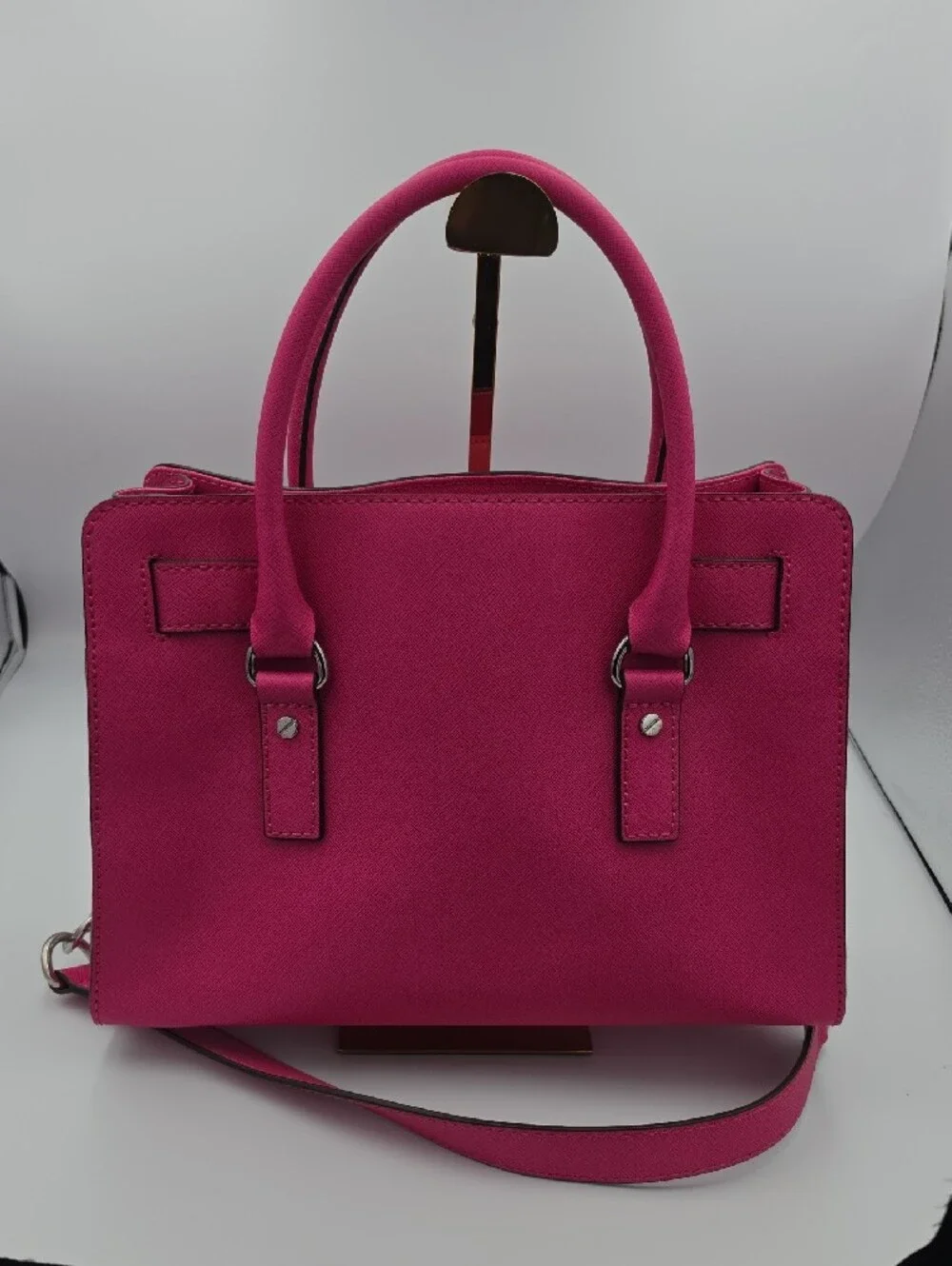 Michael Kors Barbie Pink Saffiano Leather Med Satchel Hamilton W Silver (NWOT)💓